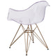 Transparent Side Chair with Arms and Gold Base - Accent & Side Chair