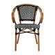 Black & White/Natural Frame |#| All-Weather Commercial Paris Chair with Bamboo Print Metal Frame-Black/White