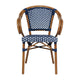 Navy & White/Natural Frame |#| All-Weather Commercial Paris Chair with Bamboo Print Metal Frame-Navy/White