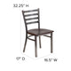 Walnut Wood Seat/Clear Coated Metal Frame |#| Clear Coated Ladder Back Metal Restaurant Chair - Walnut Wood Seat