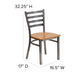 Natural Wood Seat/Clear Coated Metal Frame |#| Clear Coated Ladder Back Metal Restaurant Chair - Natural Wood Seat