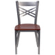 Cherry Wood Seat/Clear Coated Metal Frame |#| Clear Coated inchXinch Back Metal Restaurant Chair - Cherry Wood Seat