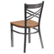 Natural Wood Seat/Clear Coated Metal Frame |#| Clear Coated inchXinch Back Metal Restaurant Chair - Natural Wood Seat