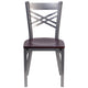 Mahogany Wood Seat/Clear Coated Metal Frame |#| Clear Coated inchXinch Back Metal Restaurant Chair - Mahogany Wood Seat