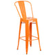 Orange |#| 24inch Round Orange Metal Indoor-Outdoor Bar Table Set with 2 Cafe Stools