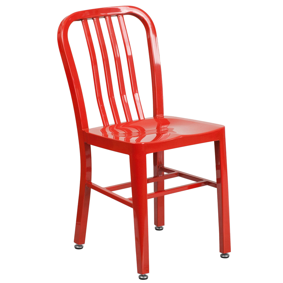 Red |#| 24inch Round Red Metal Indoor-Outdoor Table Set with 2 Vertical Slat Back Chairs