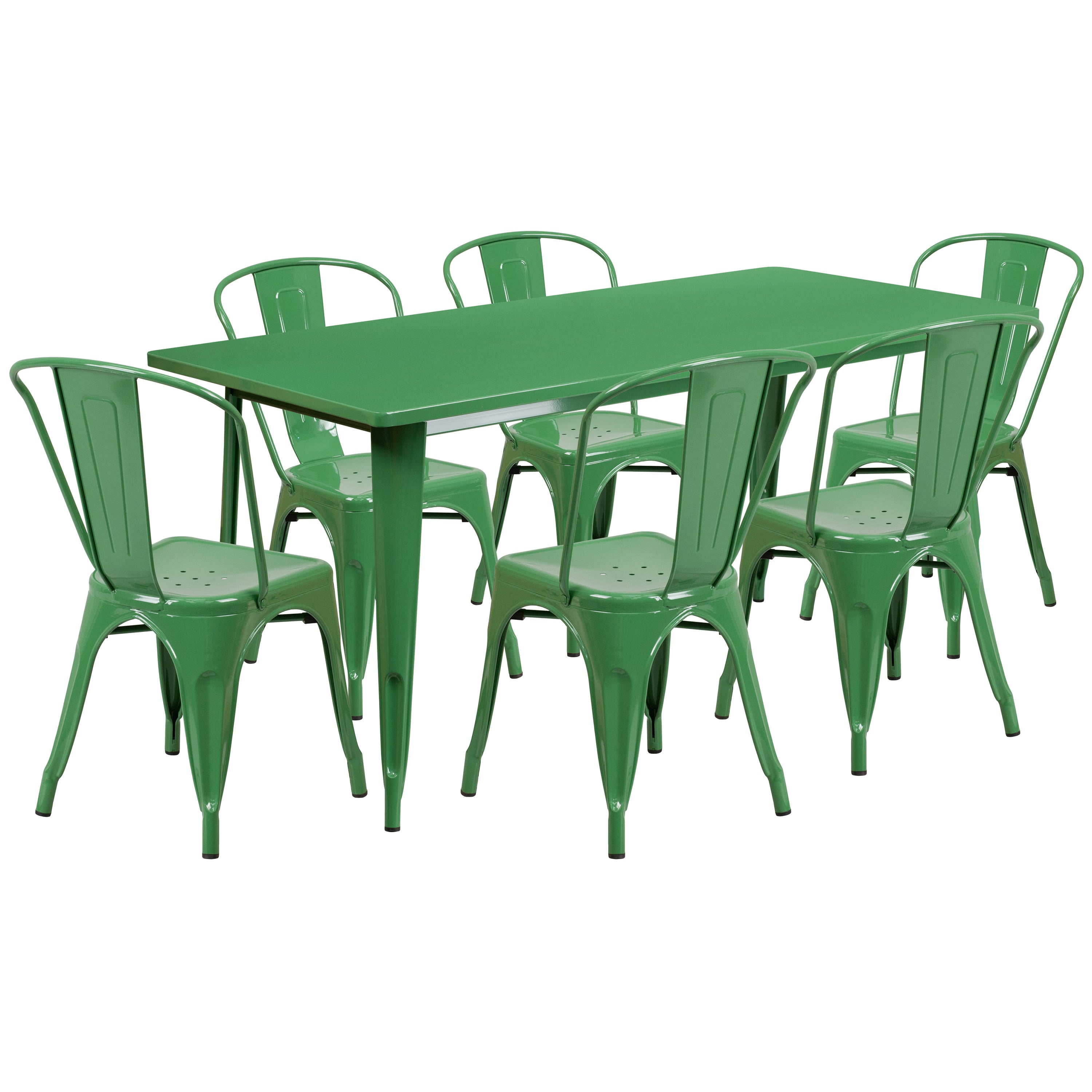 Green metal garden cheap table and chairs