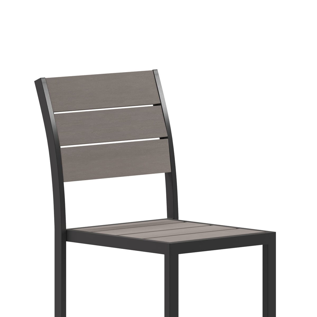 Gray |#| Commercial Grade Outdoor Faux Teak Armless Patio Dining Chair - Gray/Gray