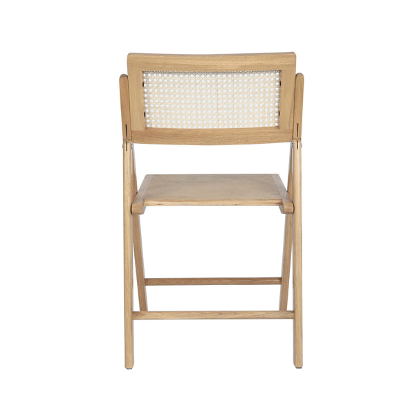 Natural |#| 2 Pack Commercial Cane Rattan Folding Chairs - Wood Backs and Seats - Natural