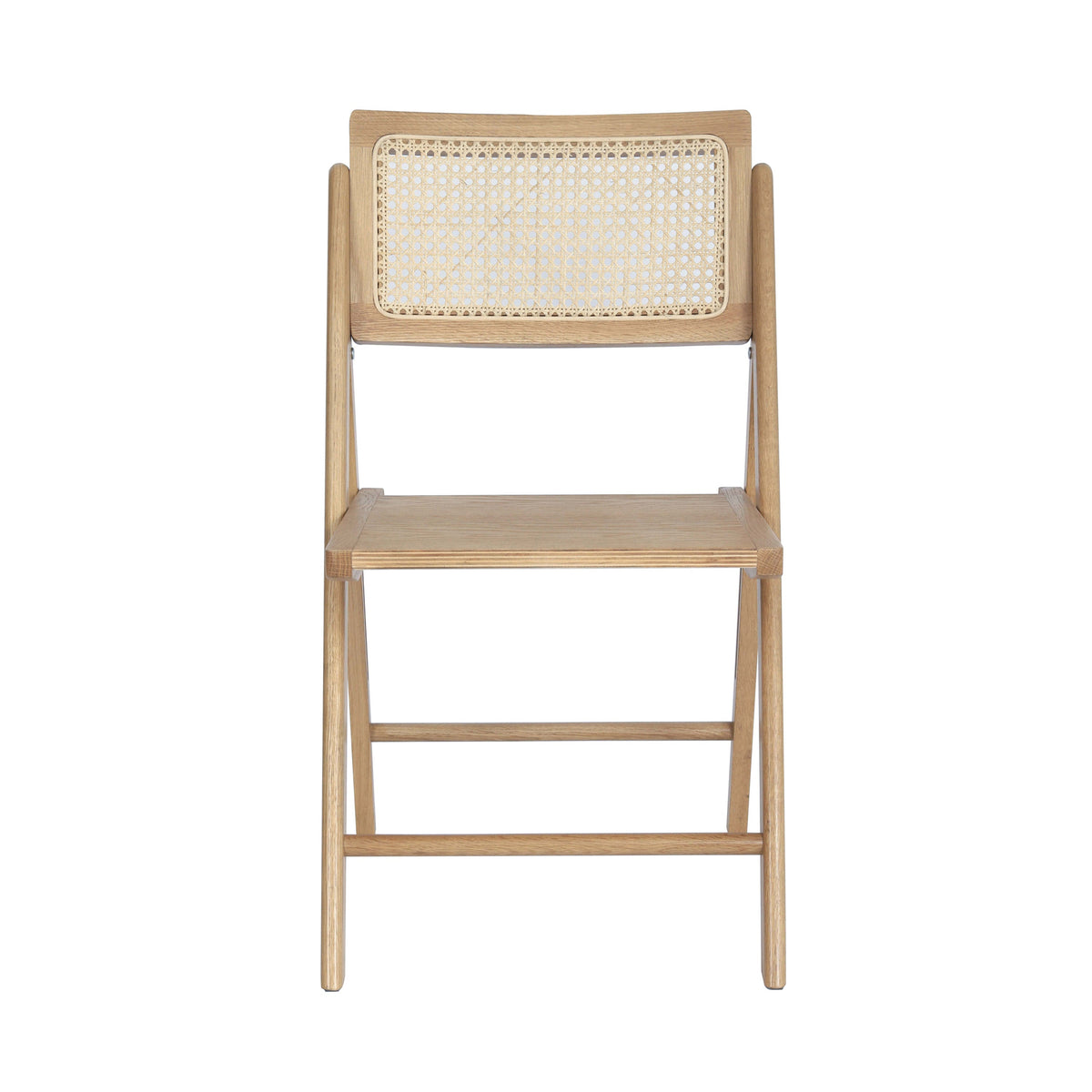 Natural |#| 2 Pack Commercial Cane Rattan Folding Chairs - Wood Backs and Seats - Natural