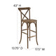 350lb. Rated Dark Antique Wood Cross Back Stackable Barstool