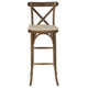 350lb. Rated Dark Antique Wood Cross Back Stackable Barstool with Cushion