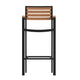 Teak |#| Commercial Grade Outdoor Bar Stool with Armrests and Poly Resin Slats - Teak