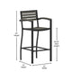 Gray Wash |#| Commercial Grade Outdoor Bar Stool with Armrests and Poly Resin Slats-Gray Wash