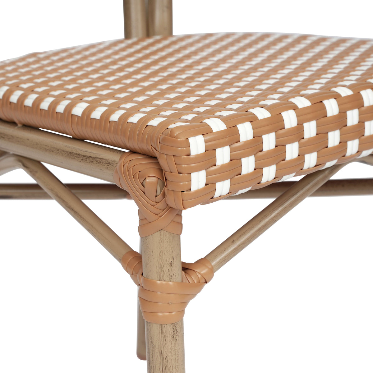 Natural & White/Light Natural Frame |#| All-Weather Commercial Paris Chair with Bamboo Print Metal Frame-Natural/White