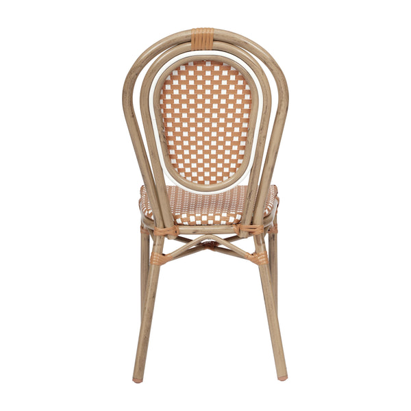 Natural & White/Light Natural Frame |#| All-Weather Commercial Paris Chair with Bamboo Print Metal Frame-Natural/White