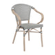 Black & White/Light Natural Frame |#| All-Weather Commercial Paris Chair with Arms and LT Natural Metal Frame-Black/White