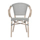 Black & White/Light Natural Frame |#| All-Weather Commercial Paris Chair with Arms and LT Natural Metal Frame-Black/White