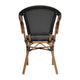 Black/Natural Frame |#| All-Weather Commercial Paris Chair with Arms and Natural Metal Frame-Black