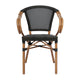 Black/Natural Frame |#| All-Weather Commercial Paris Chair with Arms and Natural Metal Frame-Black