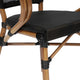 Black/Natural Frame |#| All-Weather Commercial Paris Chair with Arms and Natural Metal Frame-Black