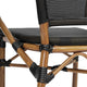 Black/Natural Frame |#| All-Weather Commercial Paris Chair with Arms and Natural Metal Frame-Black