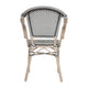 Black & White/Light Natural Frame |#| All-Weather Commercial Paris Chair with Arms and LT Natural Metal Frame-Black/White