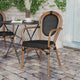 Black/Natural Frame |#| All-Weather Commercial Paris Chair with Arms and Natural Metal Frame-Black