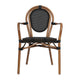 Black/Natural Frame |#| All-Weather Commercial Paris Chair with Arms and Natural Metal Frame-Black