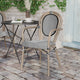 Black & White/Light Natural Frame |#| All-Weather Commercial Paris Chair with Arms and Natural Metal Frame-Black/White