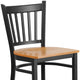 Natural Wood Seat/Black Metal Frame |#| Black Vertical Back Metal Restaurant Barstool - Natural Wood Seat