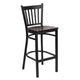 Mahogany Wood Seat/Black Metal Frame |#| Black Vertical Back Metal Restaurant Barstool - Mahogany Wood Seat